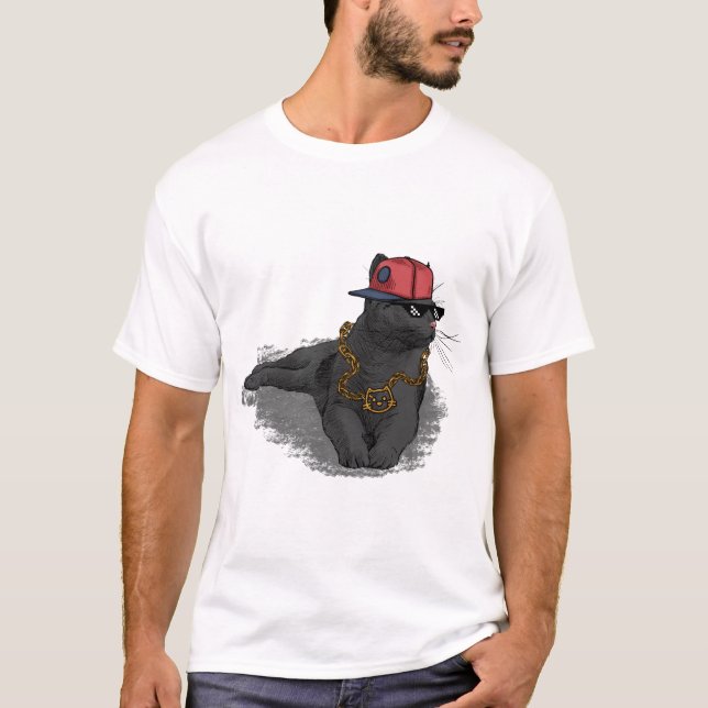 Die wirklich Coole Schwarzkatze der Nachbarschaft T-Shirt (Vorderseite)