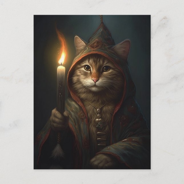 Die Wizard Cat Postkarte (Vorderseite)
