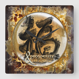 DIE WOHLSTANDS-VERBINDUNG: Kunst des chinesischen Quadratische Wanduhr