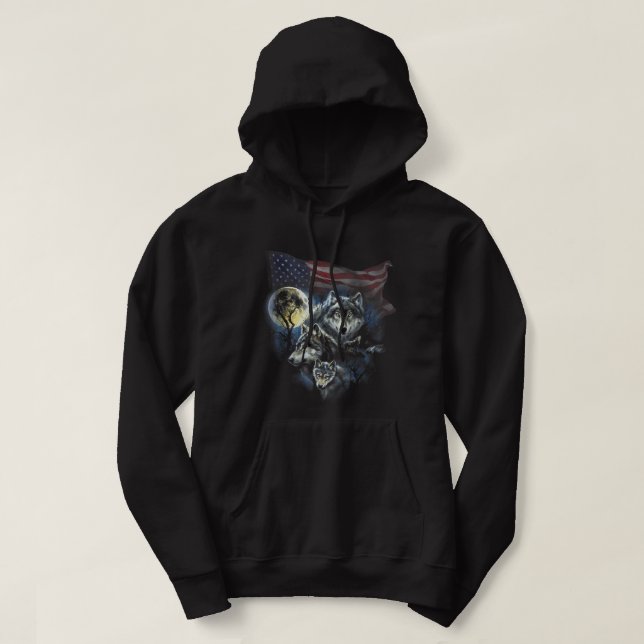 Die Wölfe der Mountain Men suchen einen Flaggename Hoodie (Design vorne)