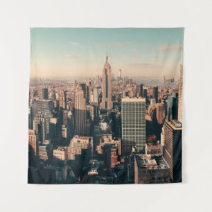 Die Wolkenkratzer von New York City überblicken di Wandteppich