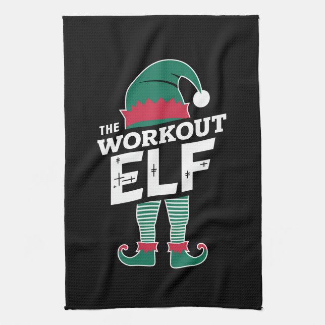 Die Workout-Elf-Gruppe passt Weihnachten in die Fa Geschirrtuch (Vertikal)
