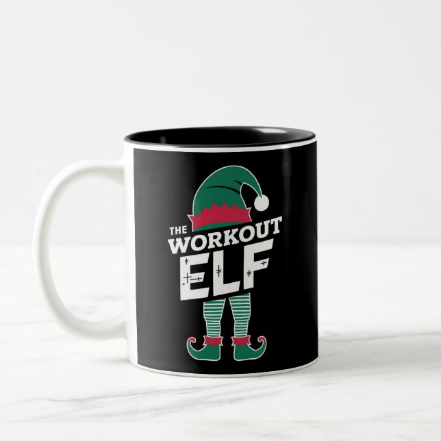 Die Workout-Elf-Gruppe passt Weihnachten in die Fa Zweifarbige Tasse (Links)