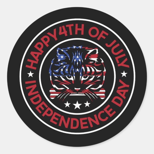 Die Worte 4. Juli Runder Aufkleber (Vorderseite)