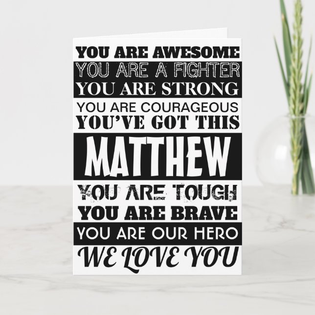 Die Worte der Ermutigung werden bald gut schwarz g Karte (Vorderseite)