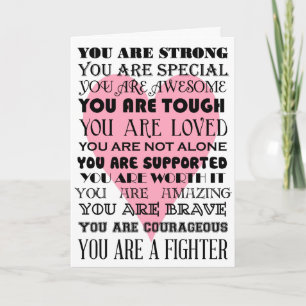 Die Worte der Ermutigung werden gut oder die Krebs Karte