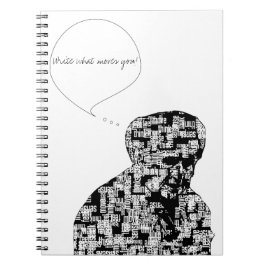 Die Wörter stellen das Mann-Notizbuch | her, zu Notizblock