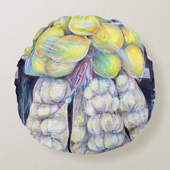 Die Wunder der westlichen Märkte, Singapur Rundes Kissen (Vorderseite)