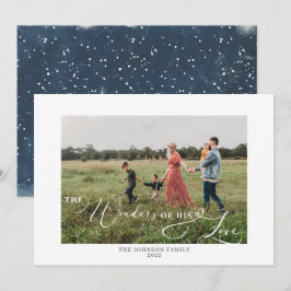 Die Wunder seiner Liebe Foto Script Snowy Feiertagskarte
