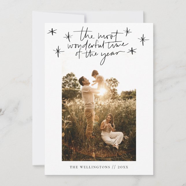 Die wunderbarste Zeit des Fotos Feiertagskarte (Vorderseite)