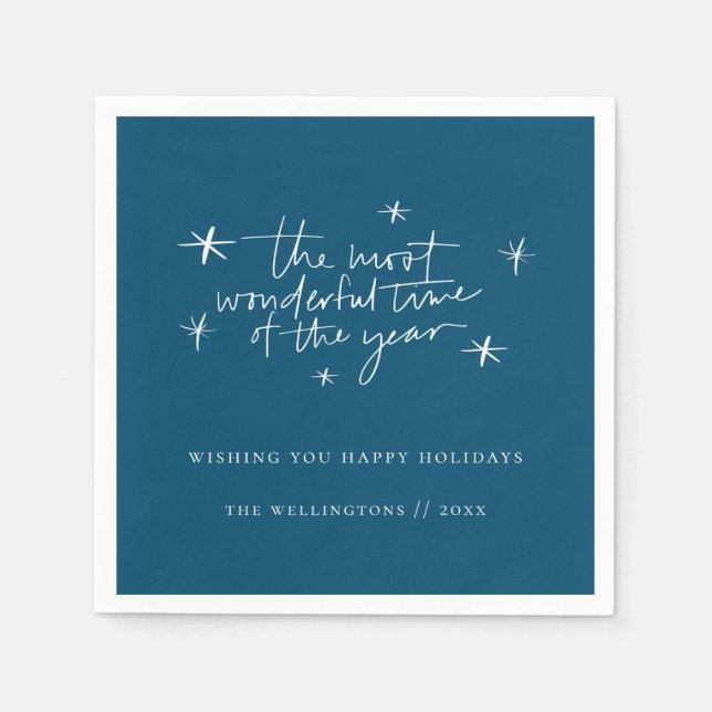 Die wunderbarste Zeit des Jahres Blue Holiday Serviette (Vorderseite)