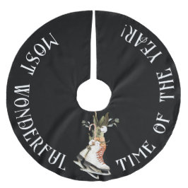 Die wunderbarste Zeit des Jahres, mit Eis-Skaten Polyester Weihnachtsbaumdecke