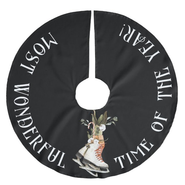 Die wunderbarste Zeit des Jahres, mit Eis-Skaten Polyester Weihnachtsbaumdecke (Vorderseite)