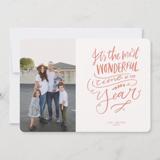 Die wunderbarste Zeit des Jahres rosa rotes Foto A Einladung (Vorderseite)