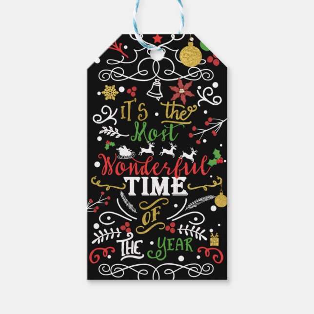 Die wunderbarste Zeit des Jahres Weihnachten Gefal Geschenkanhänger (Vorderseite)