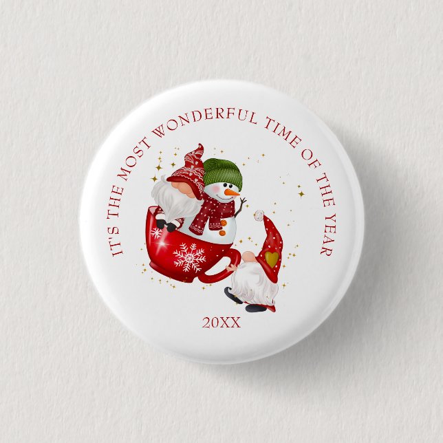 Die wunderbarste Zeit des Jahres Weihnachten-Genom Button (Vorderseite)