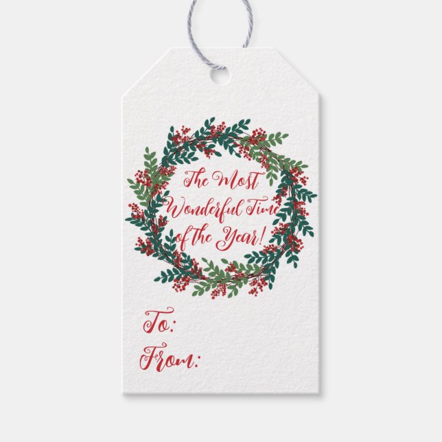 Die wunderbarste Zeit des Jahres Weihnachtsnamen Geschenkanhänger (Vorderseite)