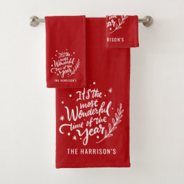 Die wunderbarste Zeit Personalisiert Weihnachten Badhandtuch Set
