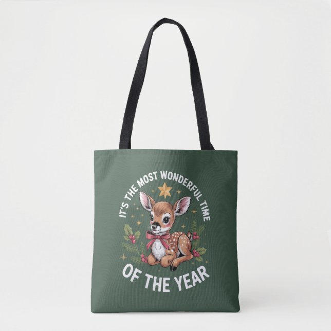 Die wunderbarste Zeit Vintage Hirsch Weihnachten  (Vorderseite)