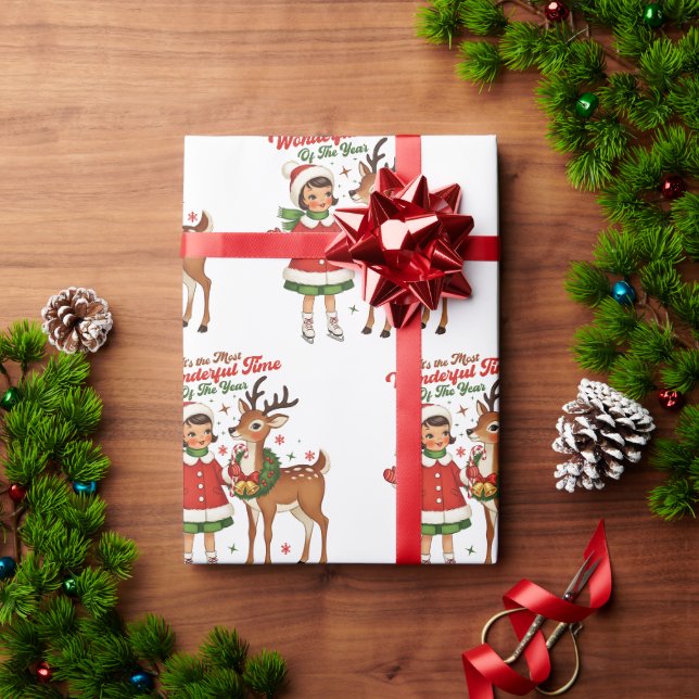Die wunderbarste Zeit Vintage-Weihnachten Geschenkpapier (Feiertagsgeschenk)