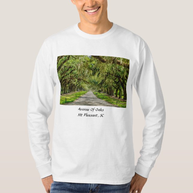 Die wunderschöne Allee der Oaks, lange Schläfchen T-Shirt (Vorderseite)