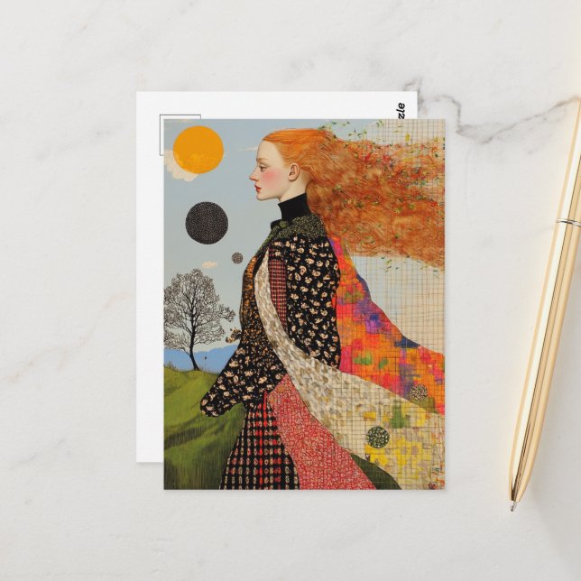 Die wunderschöne Dame mit Rothaarkissen Postkarte (Vorderseite/Rückseite Beispiel)