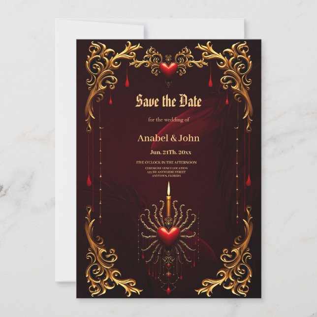 Die wunderschöne Kunst der gotischen Eleganz. Save The Date (Vorderseite)