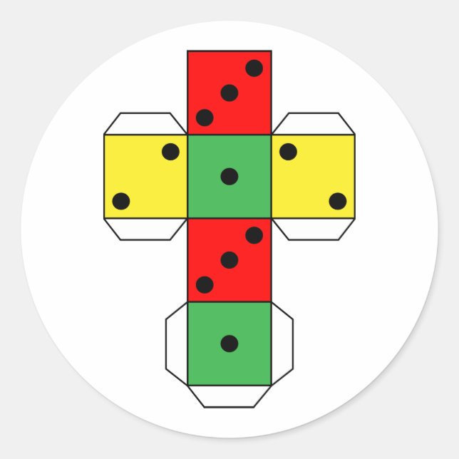 Die Würfel | Zeichnend Zahl | Lebendige Farbe Runder Aufkleber (Vorderseite)