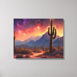 Die Wüste der Dusk Sequoia Cactus Colorful Art Leinwanddruck