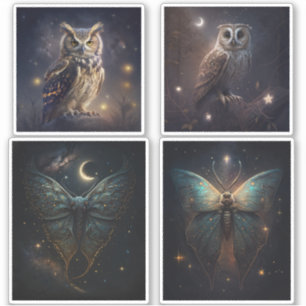 Die Wüsteneule. Mystischer Nachtschmetterling Aufkleber