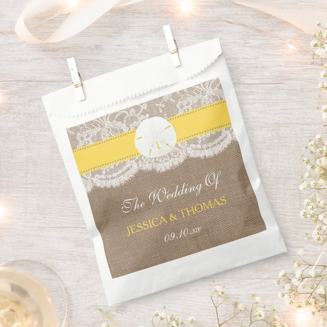 Die Yellow Sand Dollar Beach Hochzeitskollektion Geschenktütchen (Ausgeschnitten)