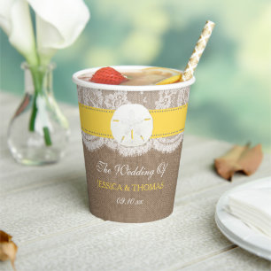 Die Yellow Sand Dollar Beach Hochzeitskollektion Pappbecher