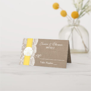 Die Yellow Sand Dollar Beach Hochzeitskollektion Platzkarte