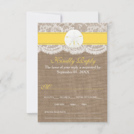 Die Yellow Sand Dollar Beach Hochzeitskollektion RSVP Karte
