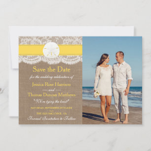 Die Yellow Sand Dollar Beach Hochzeitskollektion Save The Date