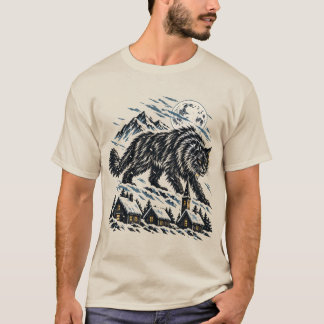 Die Yule-Katze Isländische Folklore Holzschnitt T-Shirt