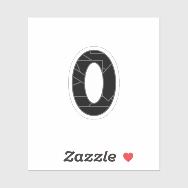 Die Zahl Null (0) in schwarz Aufkleber (Blatt)