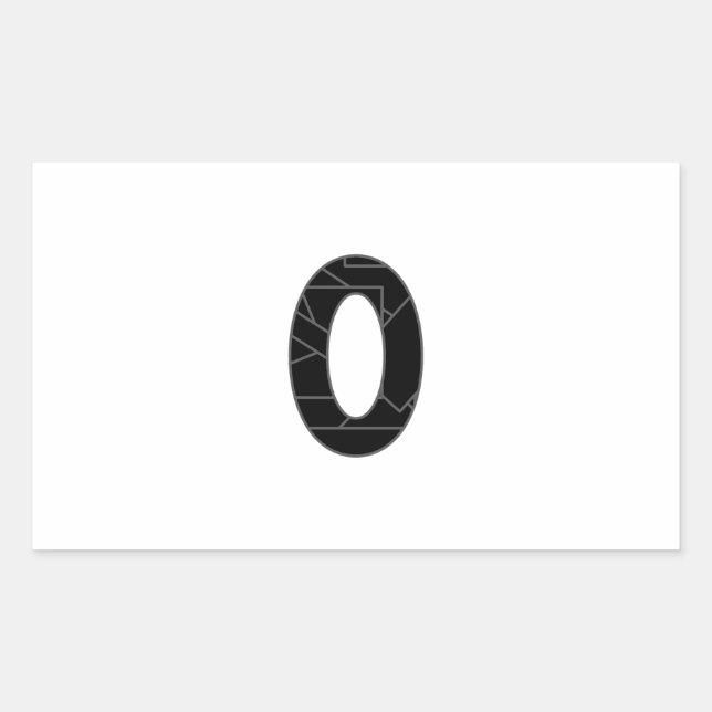 Die Zahl Null (0) in schwarz Rechteckiger Aufkleber (Vorderseite)