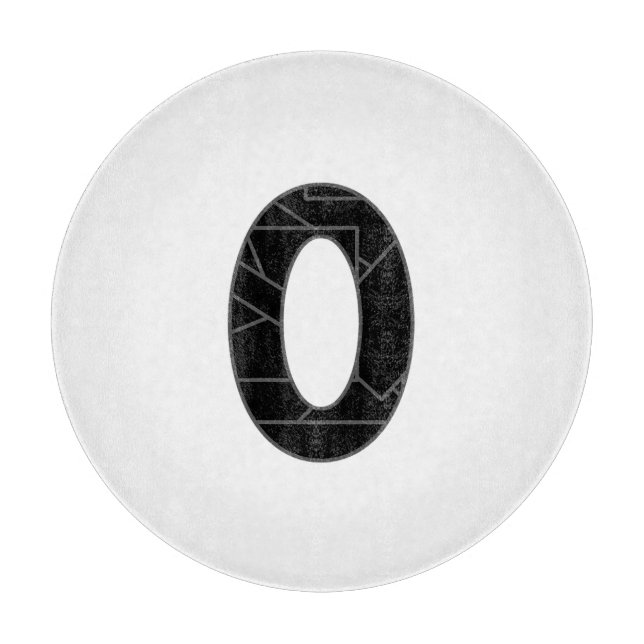 Die Zahl Null (0) in schwarz Schneidebrett (Vorderseite)