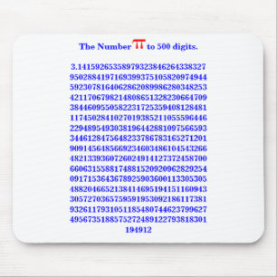 Die Zahl PI auf 500 Ziffern.3.14159... Mousepad