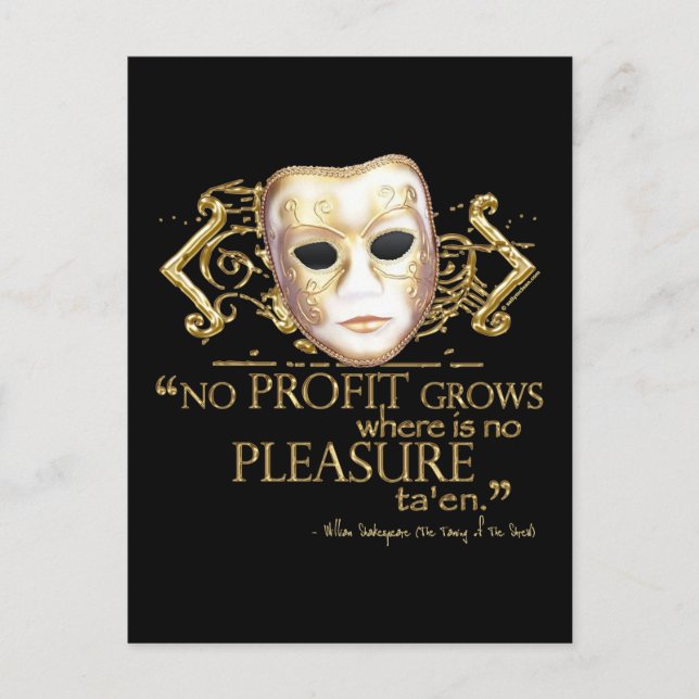 Die Zähmung des Shrew-Zitats (Gold-Version) Postkarte (Vorderseite)