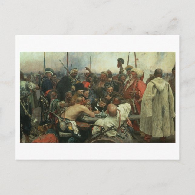 Die Zaporozhye Kossacks schreiben einen Brief Postkarte (Vorderseite)