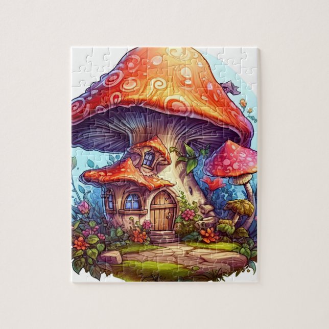 Die zauberhaften Gnome Pilze Blumengärten Puzzle (Vertikal)