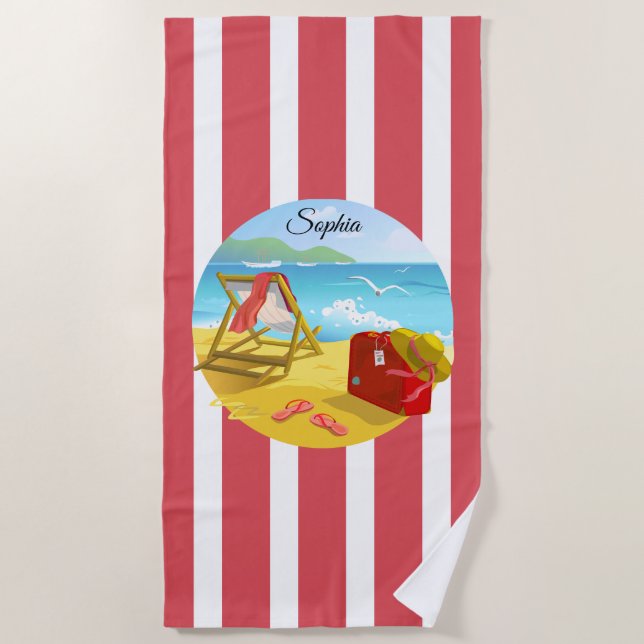 Die Zehen im Sand Vacation Beach Handtuch (Vorderseite)