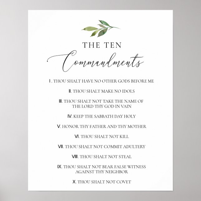 Die zehn Gebote der Christlichen Bibelverse Kirche Poster (Vorne)