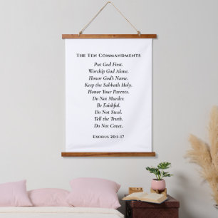 Die Zehn Gebote Einfach Moderne Christliche Wandteppich Mit Holzrahmen