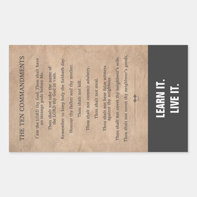 Die zehn Gebote Rechteckiger Aufkleber (Vorderseite)