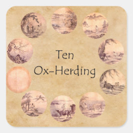 Die zehn Oxherding-Bilder Quadratischer Aufkleber