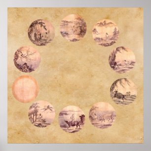 Die zehn Oxherding-Zen Poster