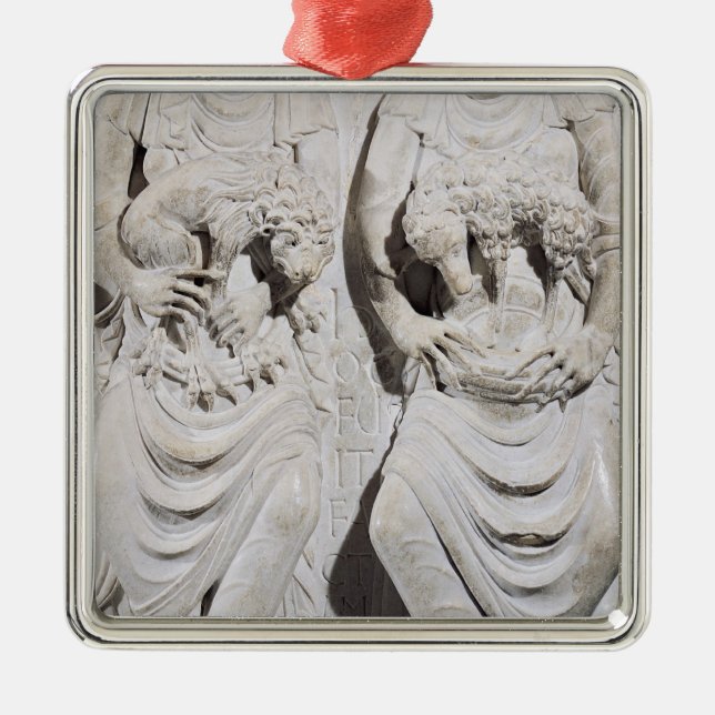 Die Zeichen von Löwen und von Widder Silbernes Ornament (Vorne)